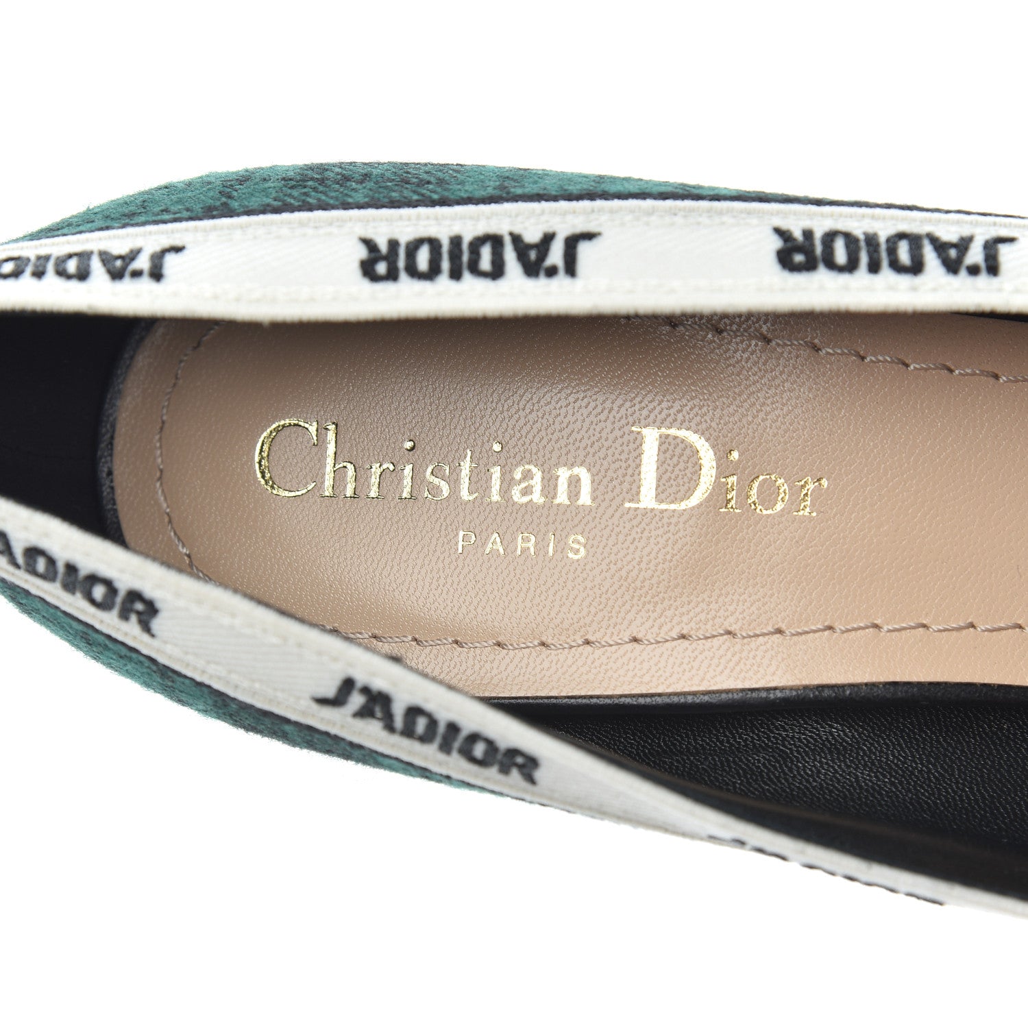 Christian Dior Canvas Ribbon Tartan Print Embroidered J'Adior 100mm Pumps 39 Black Green 6 of 12