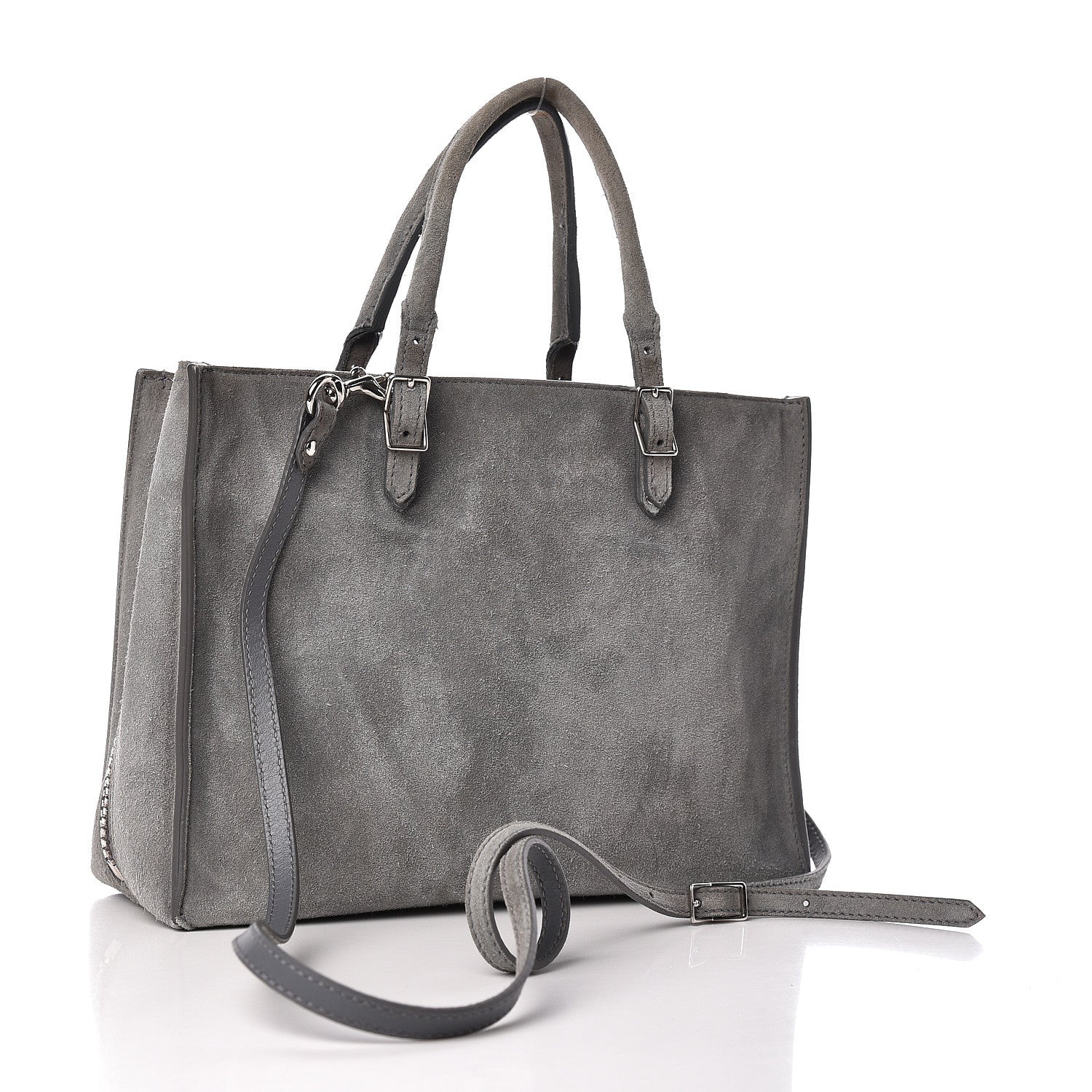 Balenciaga Baby Daim Suede Plate Hardware Papier A6 Zip Around Tote Grey 3 of 12
