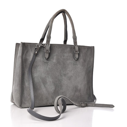 Balenciaga Baby Daim Suede Plate Hardware Papier A6 Zip Around Tote Grey 3 of 12