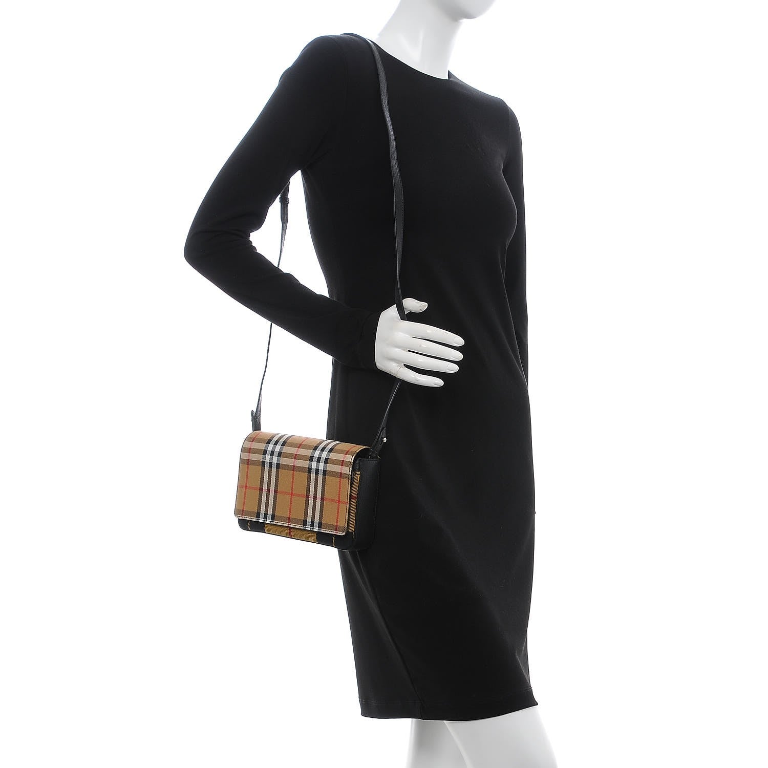 Burberry House Check Tartan Mix Hampshire Crossbody Antique Yellow Black 2 of 7