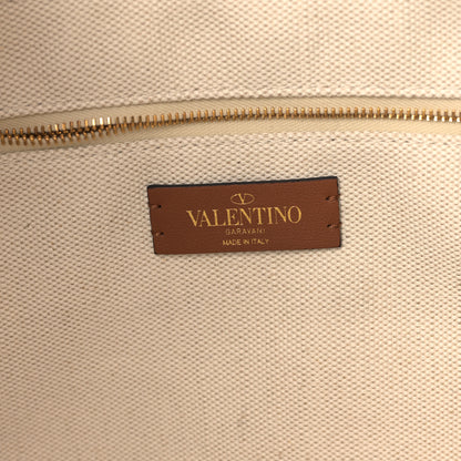 Valentino Garavani Raffia Calfskin Large Roman Stud Tote Naturale 6 of 8