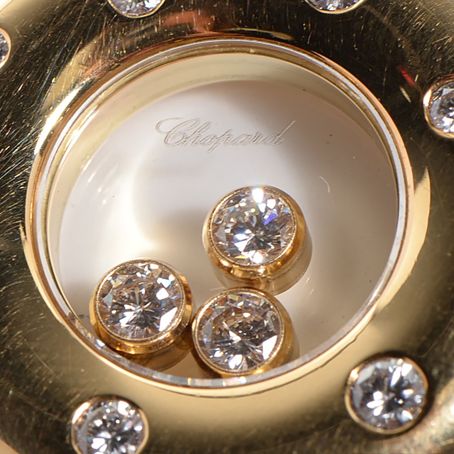 18K Yellow Gold Diamond Happy Icons Round Pendant