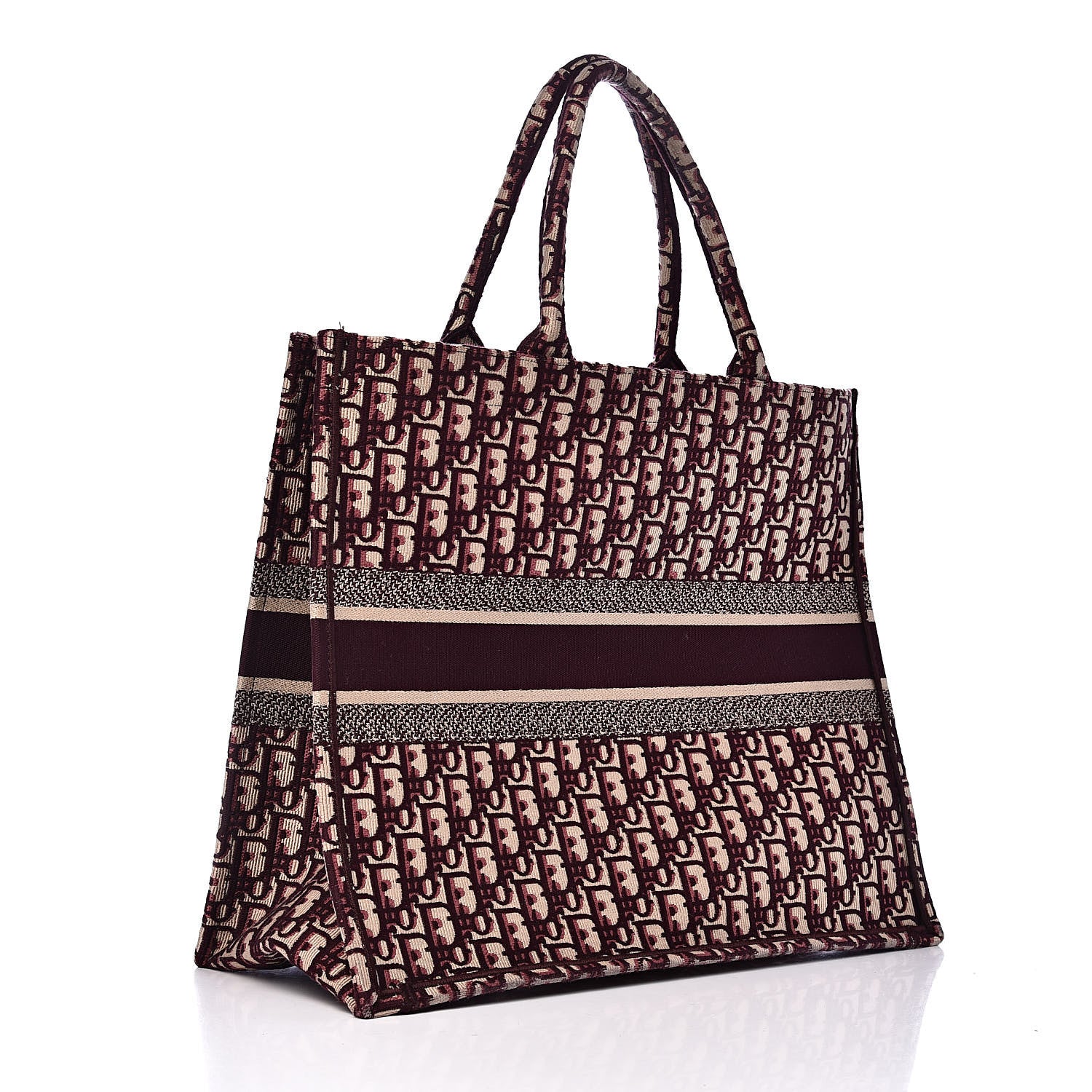 Christian Dior Oblique Large Book Tote Burgundy Multicolor 3 of 12