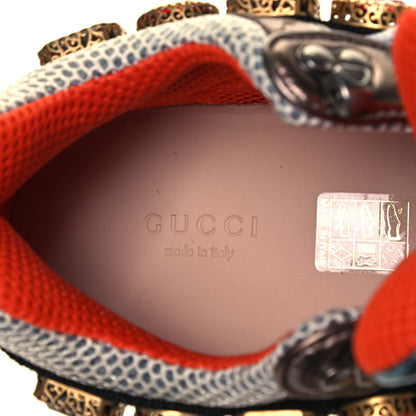Gucci X SEGA Metallic Calfskin Mesh Removable Crystals Womens Flashtrek Sneakers 36 Rame Mystic White Lago 6 of 7