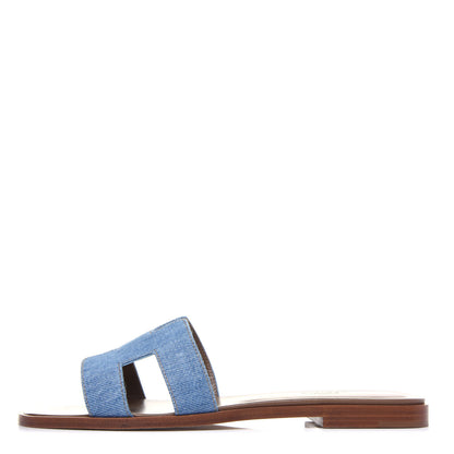 Hermes Denim Canvas Oran Sandals 38 Bleu Clair 1 of 11