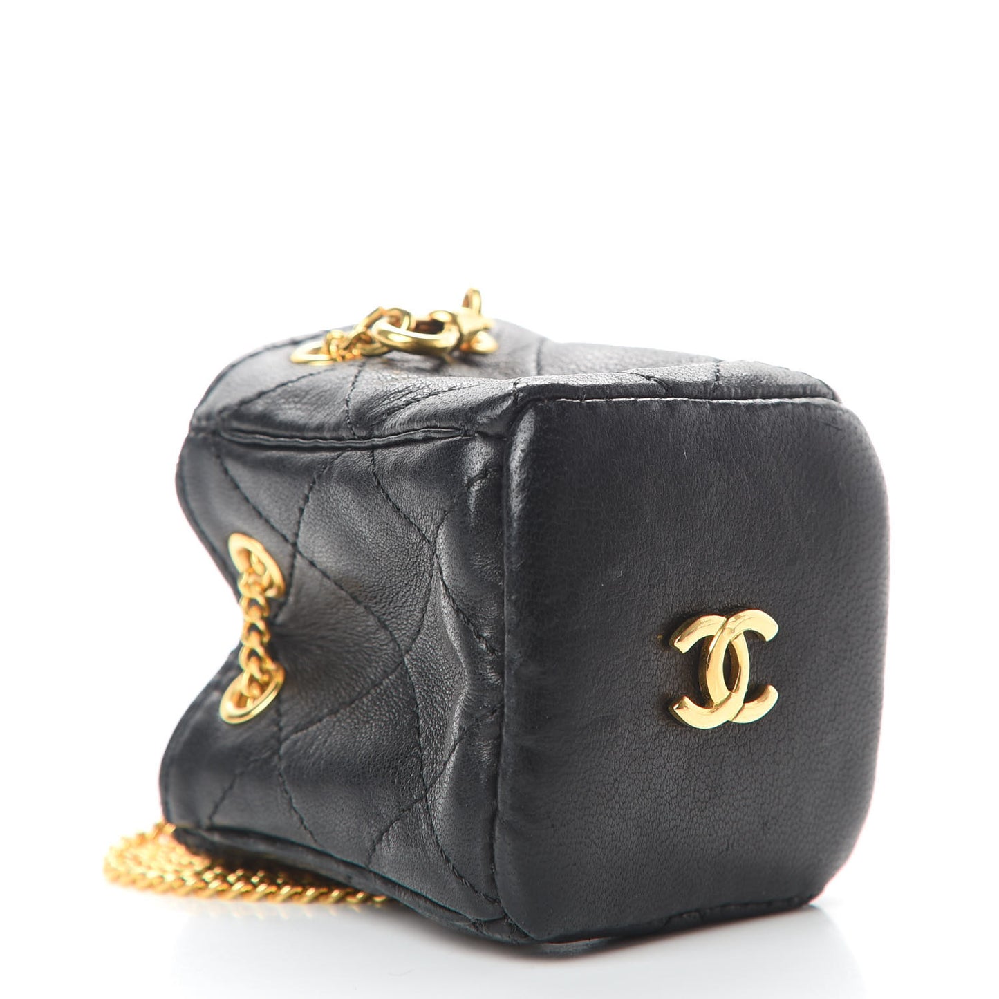 Lambskin Mini Drawstring Shoulder Bag Black