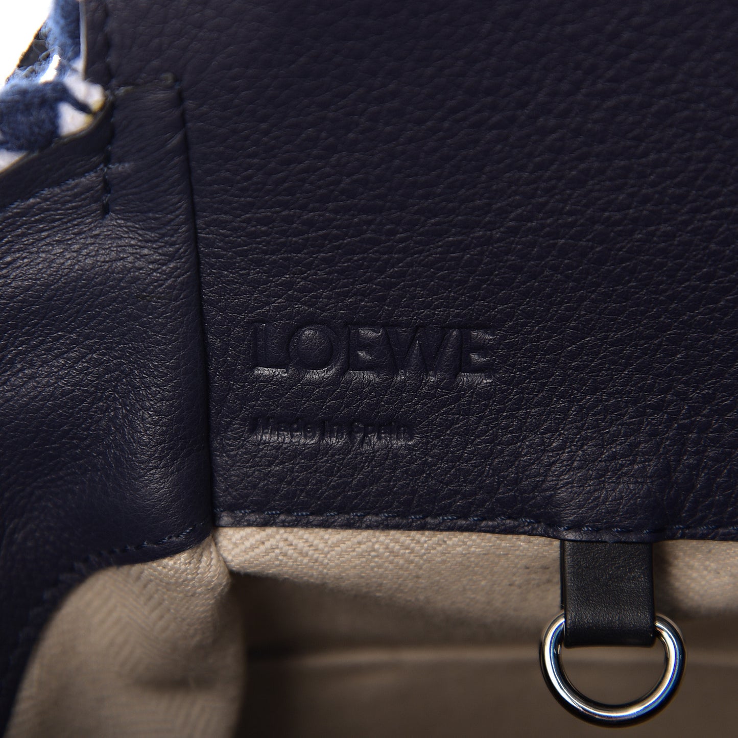 Calfskin Crochet Trim Hammock Shoulder Bag Marine Black