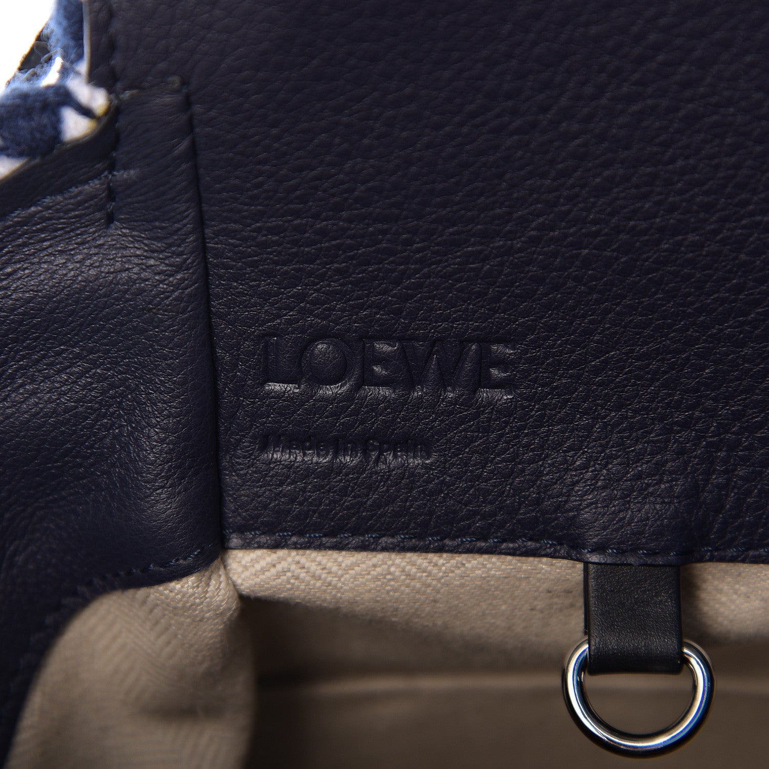 Loewe Calfskin Crochet Trim Hammock Shoulder Bag Marine Black 5 of 9