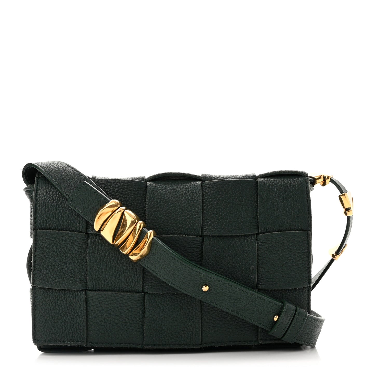 Grained Calfskin Maxi Intrecciato Cassette Crossbody Bag Raintree Green