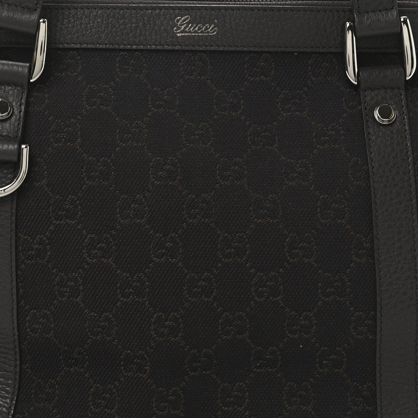 Denim Monogram Medium Abbey Tote Dark Brown