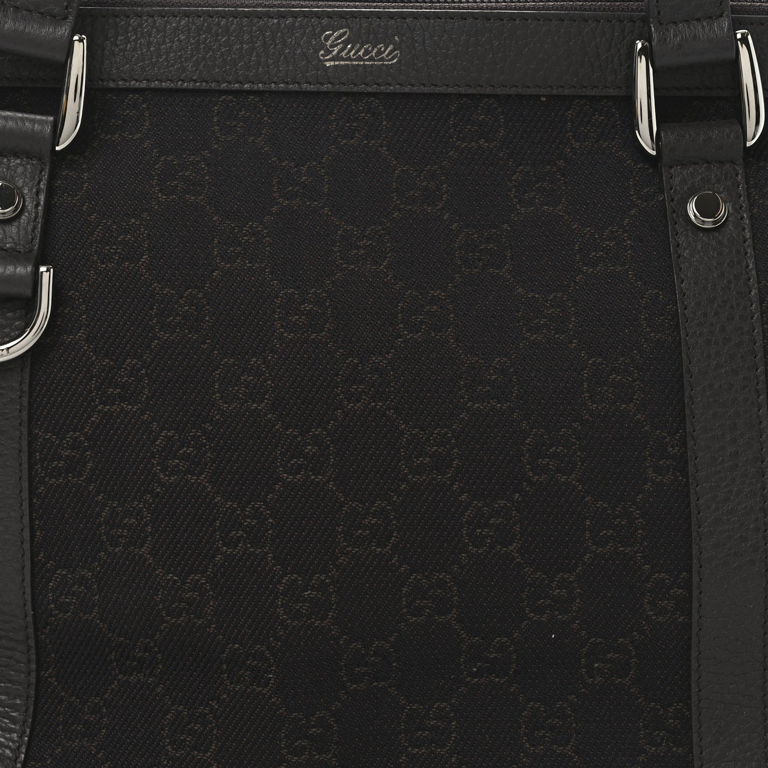Gucci Denim Monogram Medium Abbey Tote Dark Brown 8 of 10