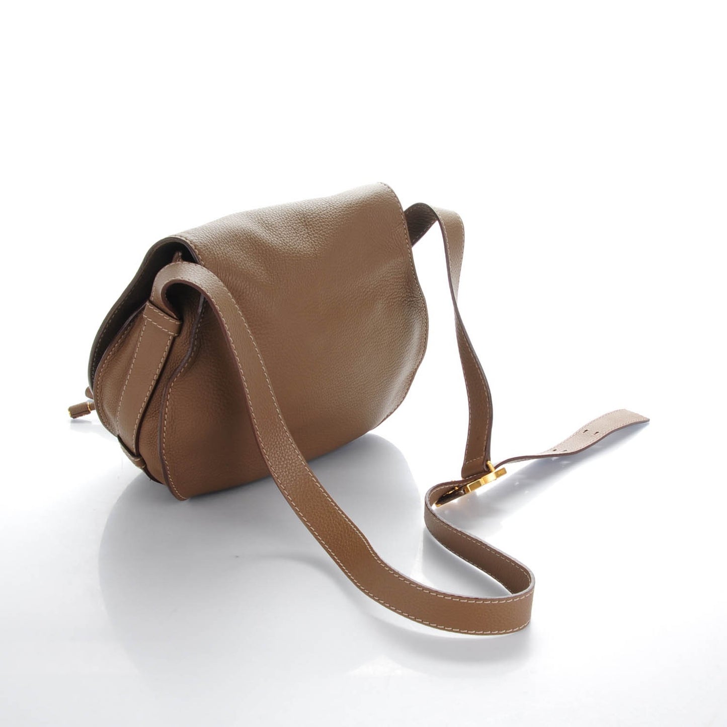 Grained Calfskin Medium Marcie Saddle Bag Seed