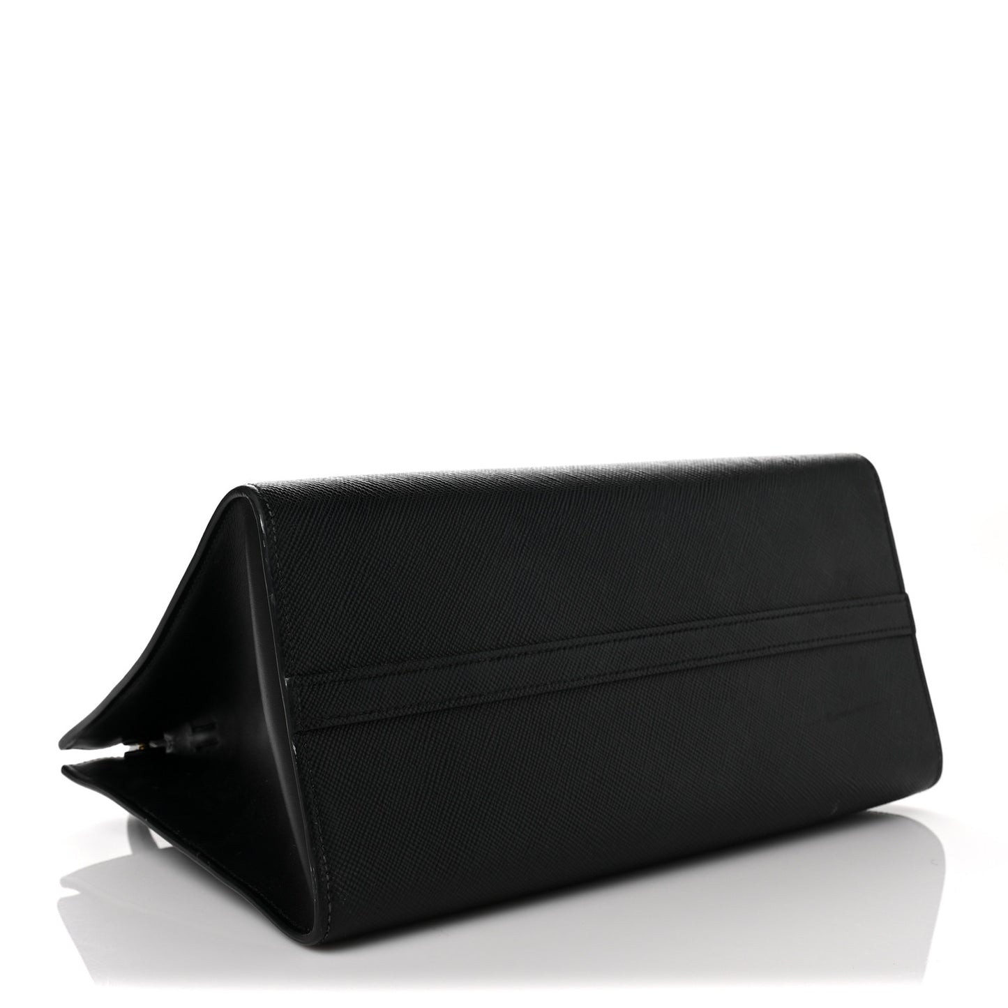 Saffiano Cuir Calfskin Medium Monochrome Top Handle Tote Black