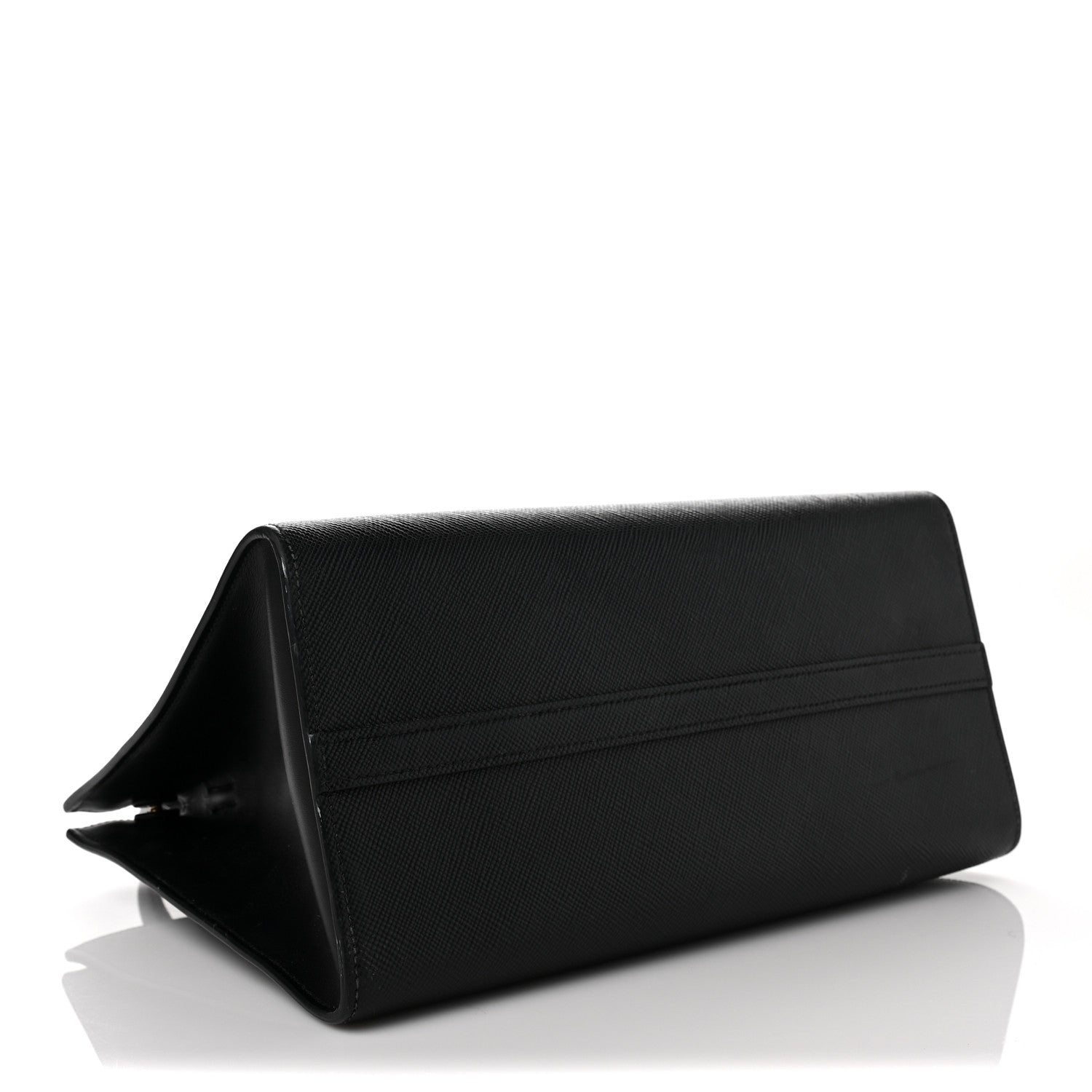 Prada Saffiano Cuir Calfskin Medium Monochrome Top Handle Tote Black 3 of 7