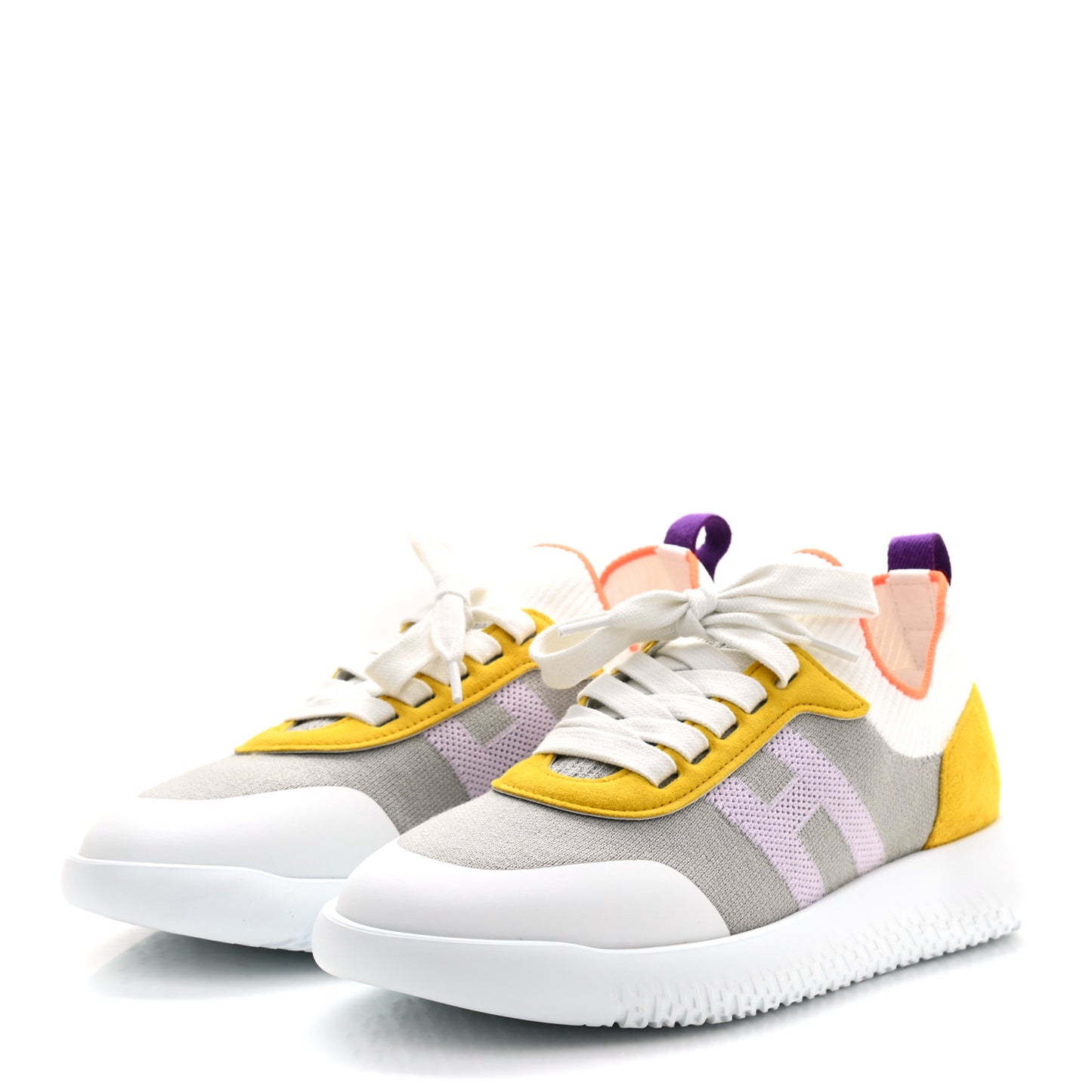 Knit Suede Goatskin Womens Crew Sneakers 38.5 Multicolor Gris