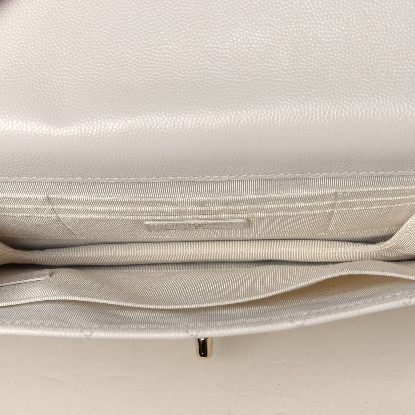 Caviar Quilted Square Flap Clutch White