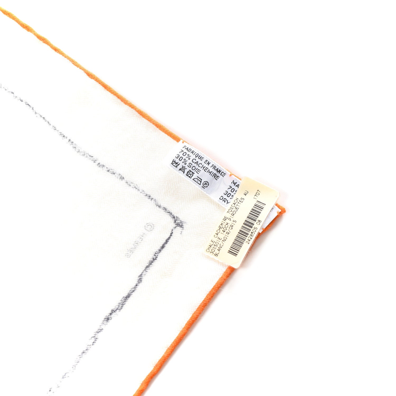 Hermes Cashmere Silk Pirouette au Galop Shawl 140 Blanc Black Gris 4 of 4
