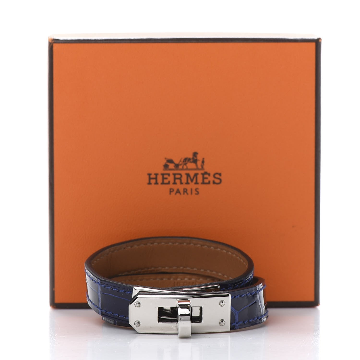 Hermes Shiny Alligator Kelly Double Tour Bracelet XS Bleu Electrique 6 of 6