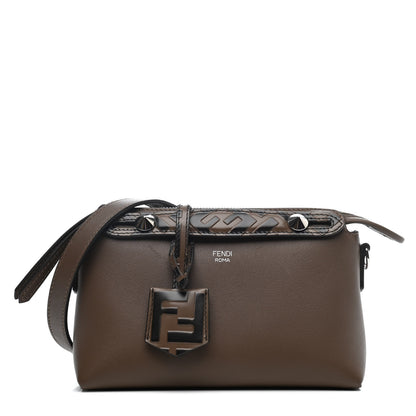 Fendi Vitello Dolce Bi-Color FF 1974 Embossed Mini By The Way Boston Bag Maya Black 1 of 4