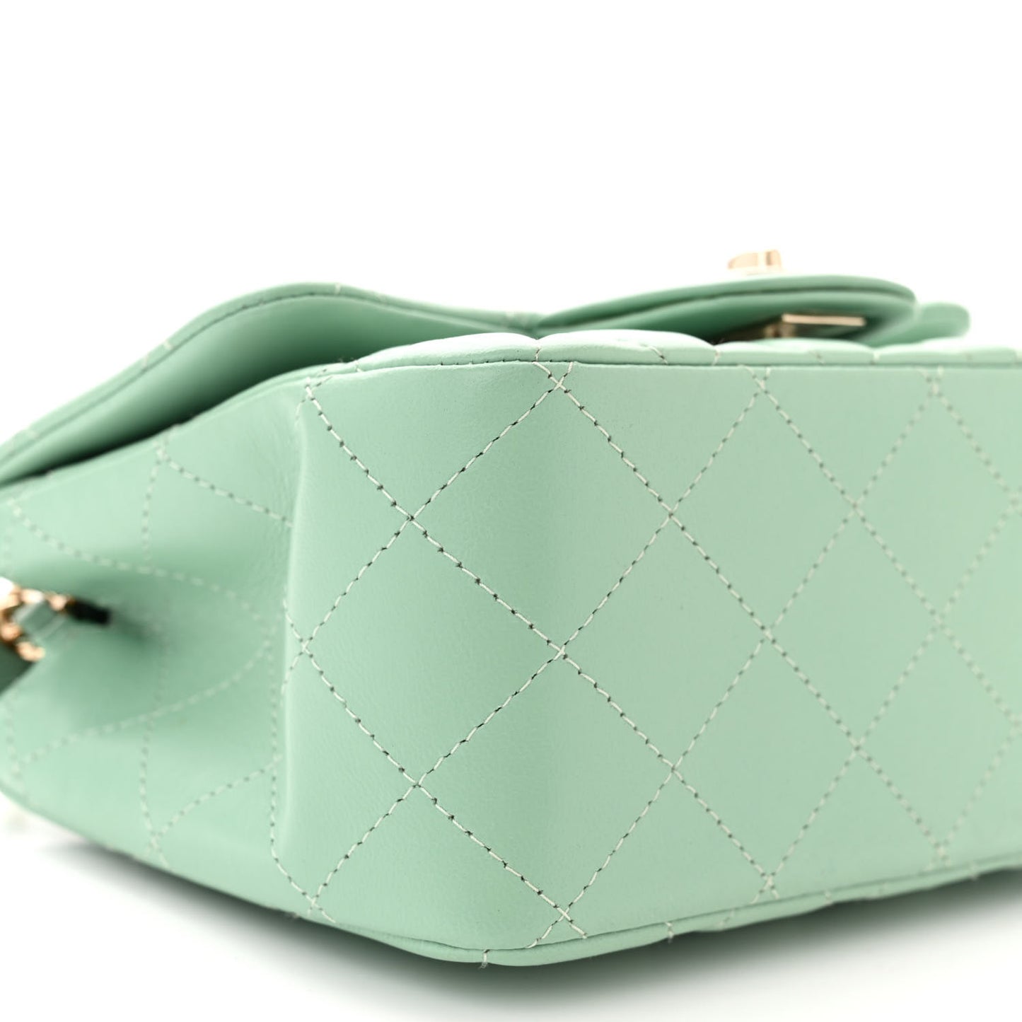 Lambskin Quilted Mini Square Flap Light Green