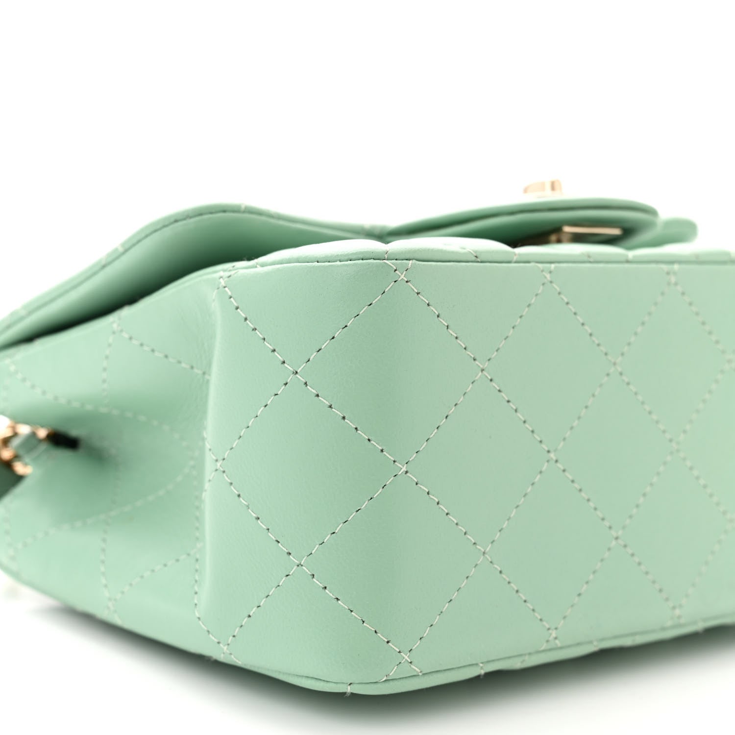 Chanel Lambskin Quilted Mini Square Flap Light Green 9 of 10