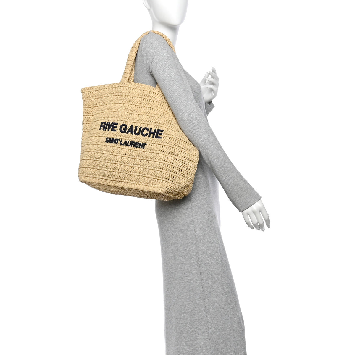 Saint Laurent Raffia Rive Gauche Tote Natural 2 of 15