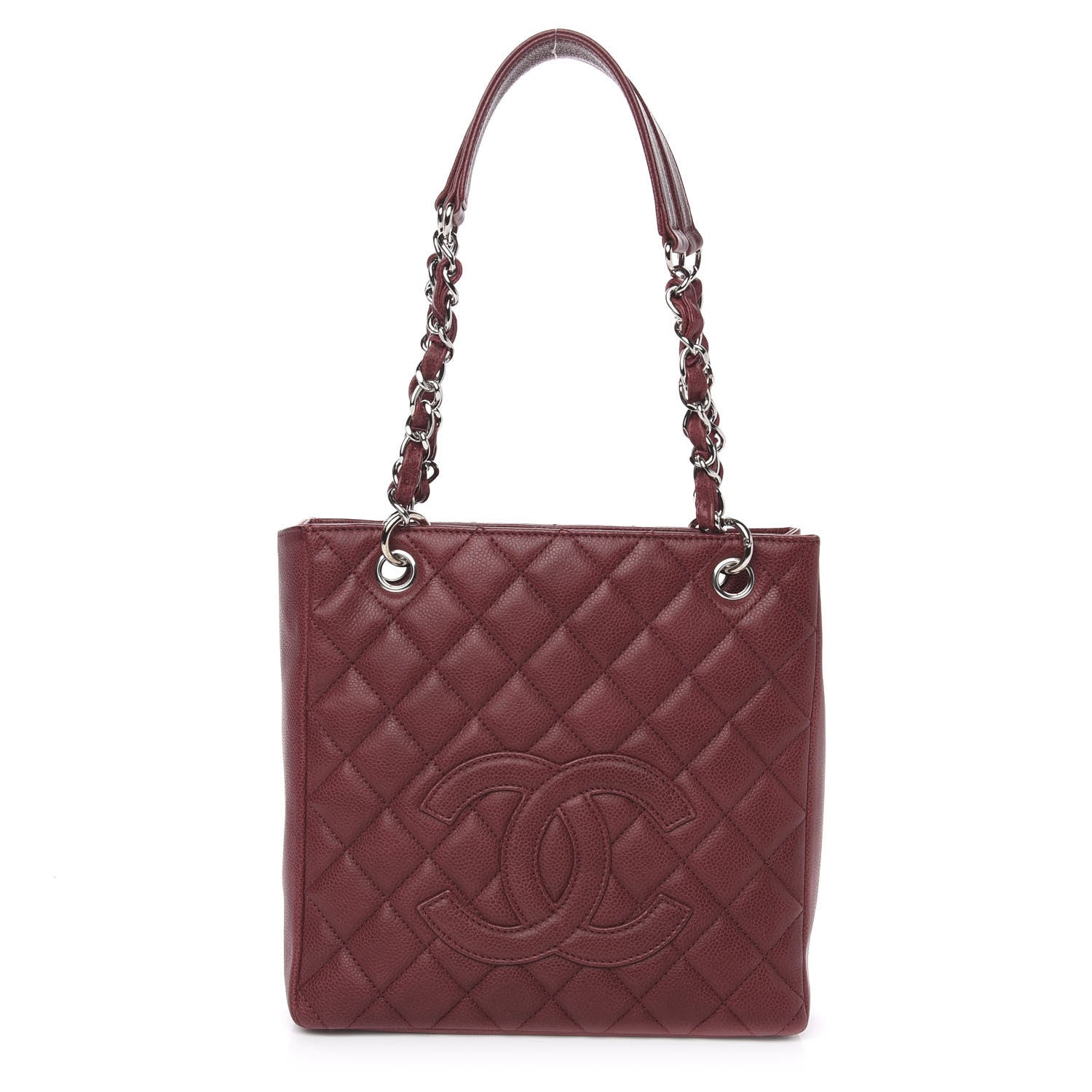 Chanel Caviar Quilted Petit Shopping Tote PST Burgundy 1 of 12