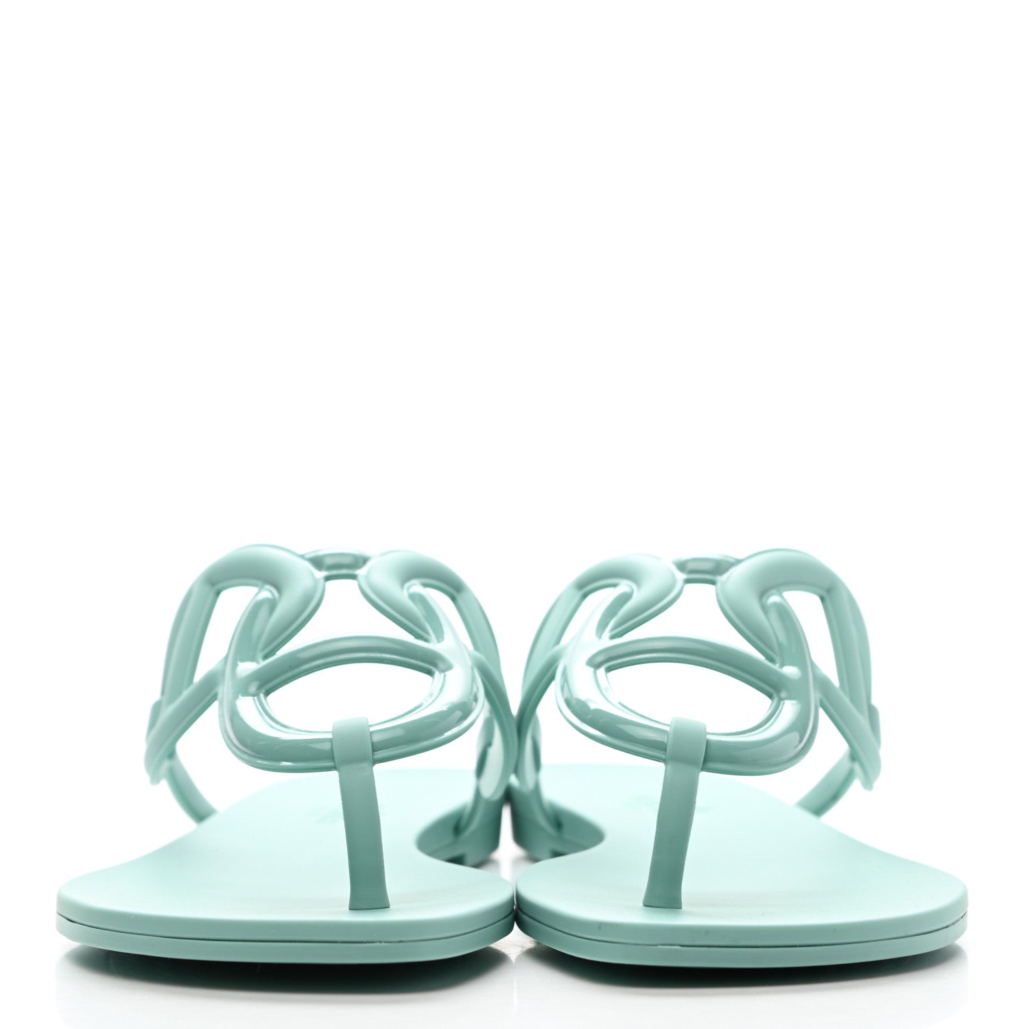 Hermes Rubber Womens Egerie Sandals 37 Vert Embrun 2 of 9
