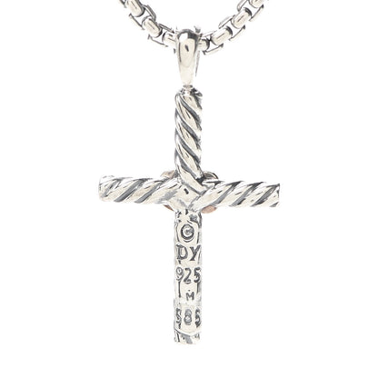 David Yurman Sterling Silver 18K Yellow Gold X Cross Necklace 5 of 5