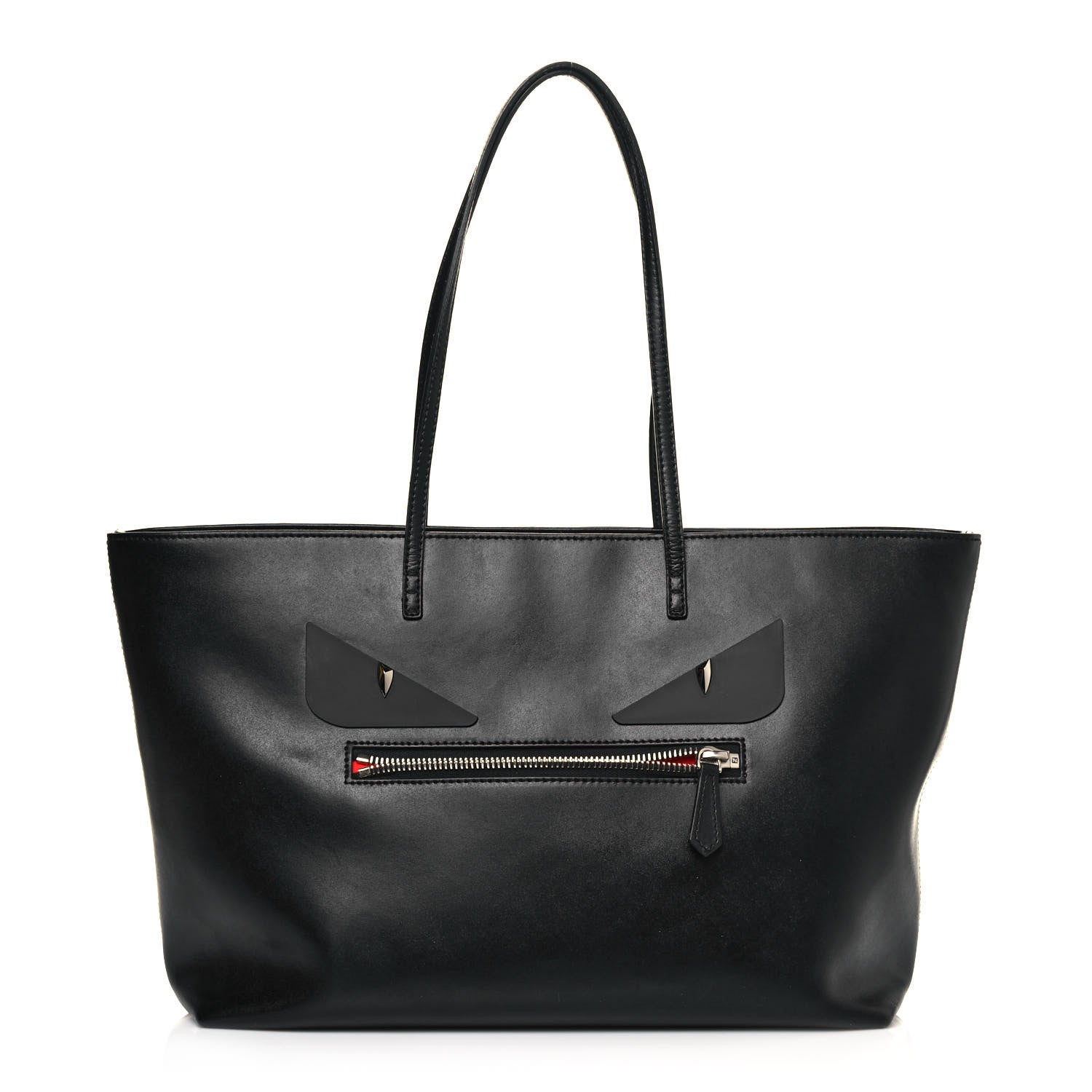 Fendi Vitello Liberty Lucido Metal Monster Eyes Medium Roll Tote Black 1 of 14