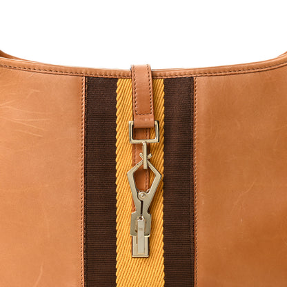 Gucci Calfskin Web Lobster Clasp Lock Jackie O Hobo Brown 8 of 12