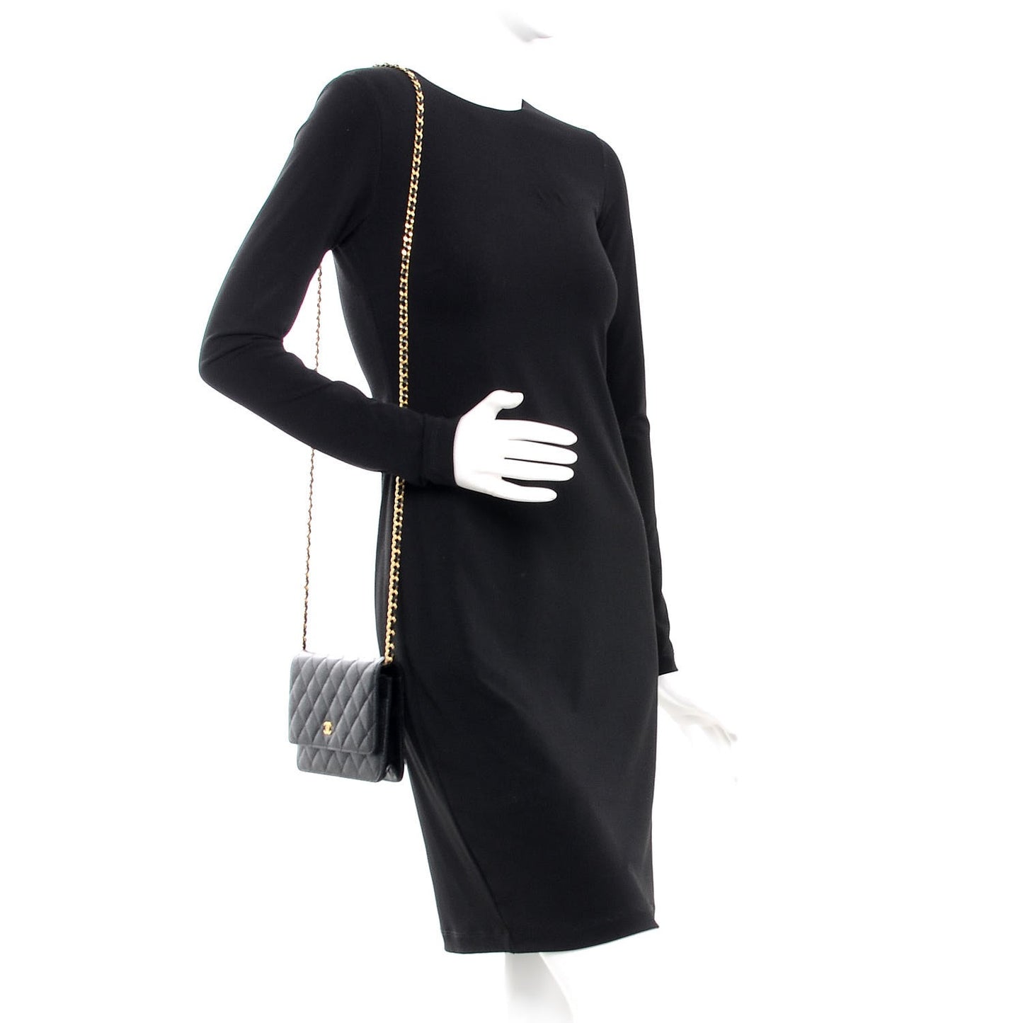 Caviar Quilted Wallet On Chain WOC Black
