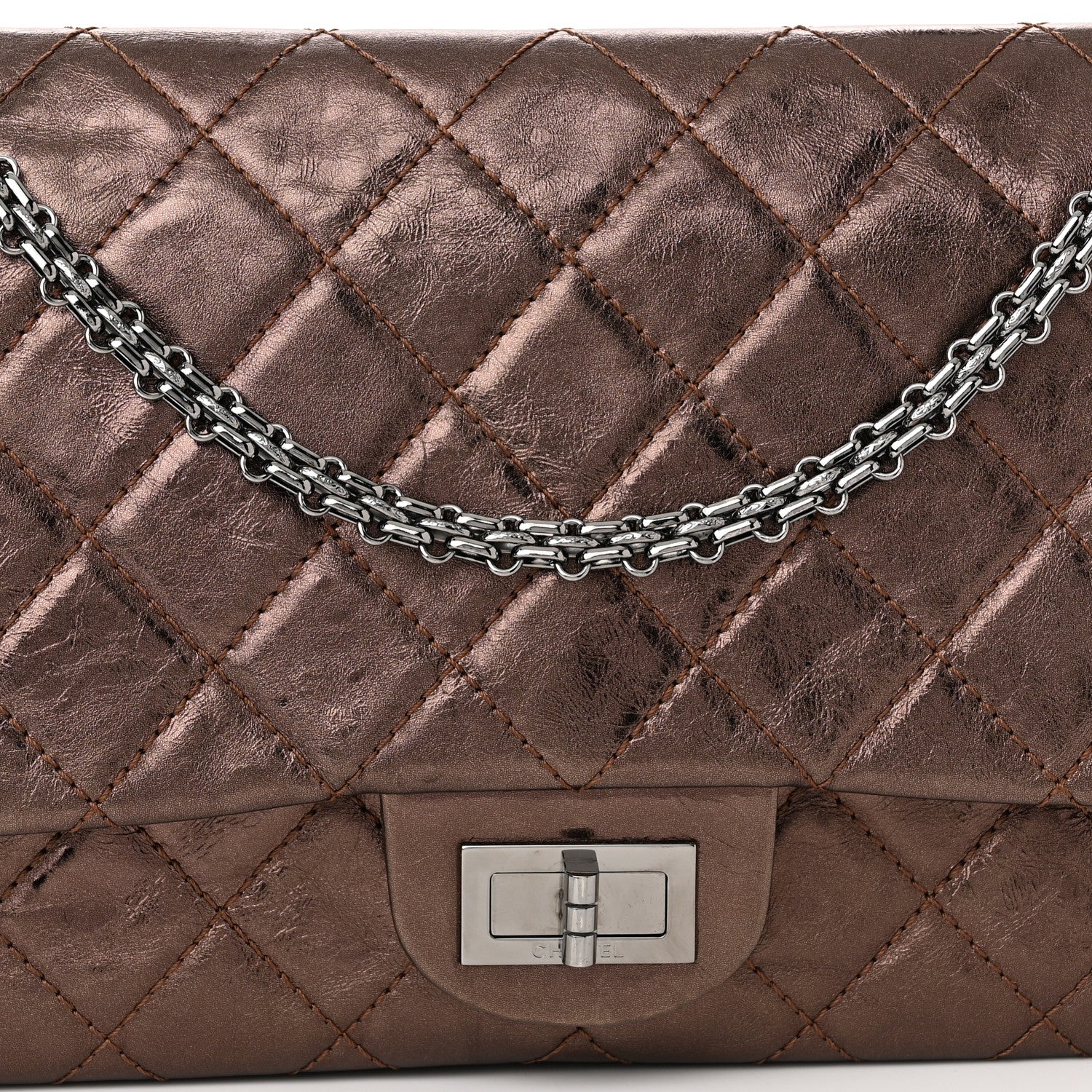 Chanel Metallic Aged Calfskin Quilted 2.55 Reissue 227 Flap Bronze 8 of 10