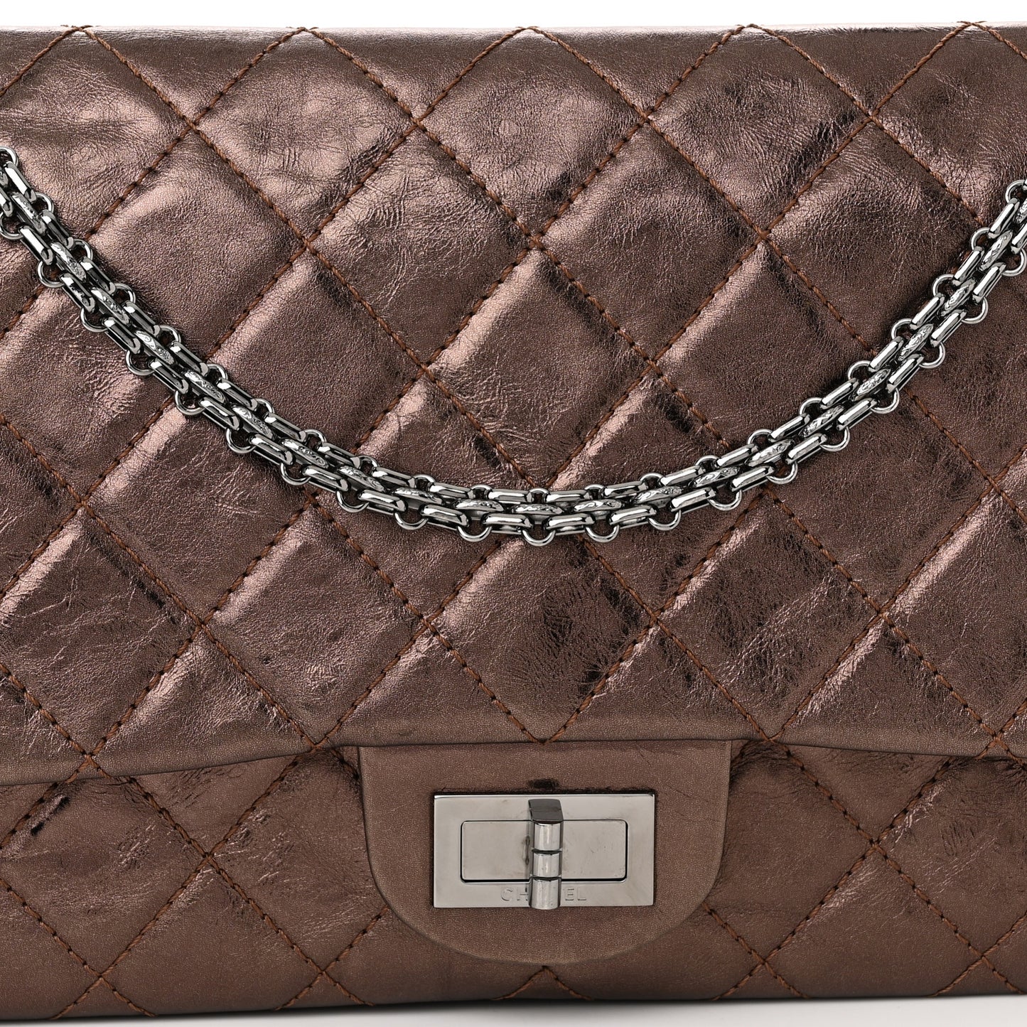 Metallic Aged Calfskin Quilted 2.55 Reissue 227 Flap Bronze