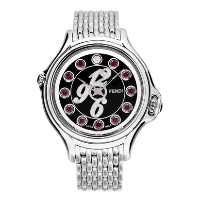 Fendi Stainless Steel Diamond Pave Topaz 33mm Crazy Carats Quartz Watch Black 4 of 10