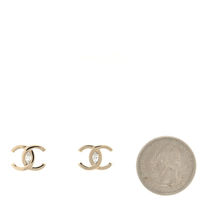 Chanel Metal Crystal CC Marquise Earrings Light Gold 2 of 4