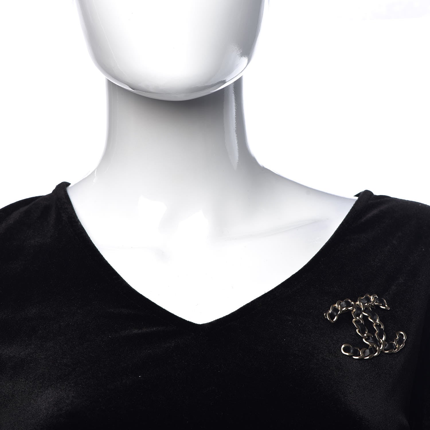 Chanel Lambskin Chain CC Brooch Black Gold 2 of 5