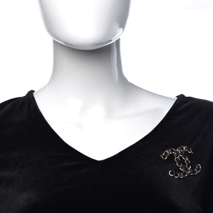 Chanel Lambskin Chain CC Brooch Black Gold 2 of 5