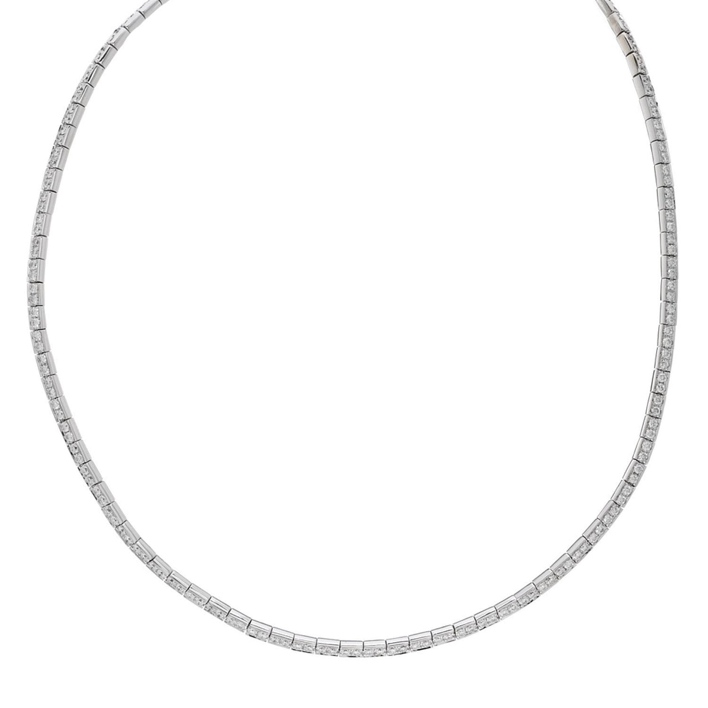 18K White Gold Diamond Link Choker Necklace