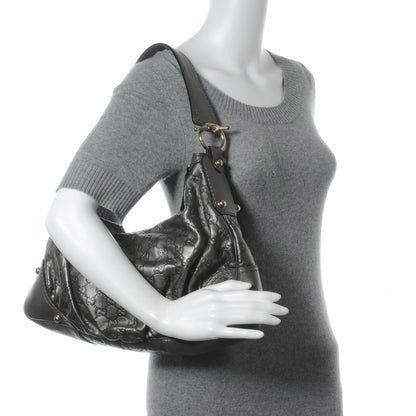 Gucci Guccissima Medium Jockey Hobo Pewter 2 of 8