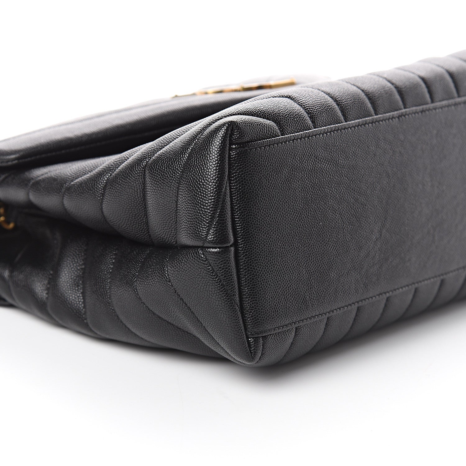 Saint Laurent Grain de Poudre Calfskin Y Quilted Monogram Medium Loulou Chain Satchel Black 7 of 8