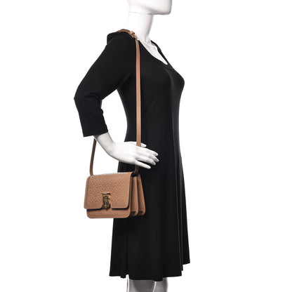 Burberry Calfskin Monogram Embossed Small TB Bag Light Camel 1 of 8