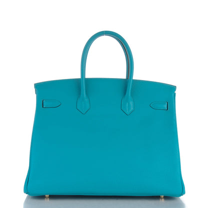 Hermes Taurillon Clemence Birkin 35 Turquoise 4 of 23