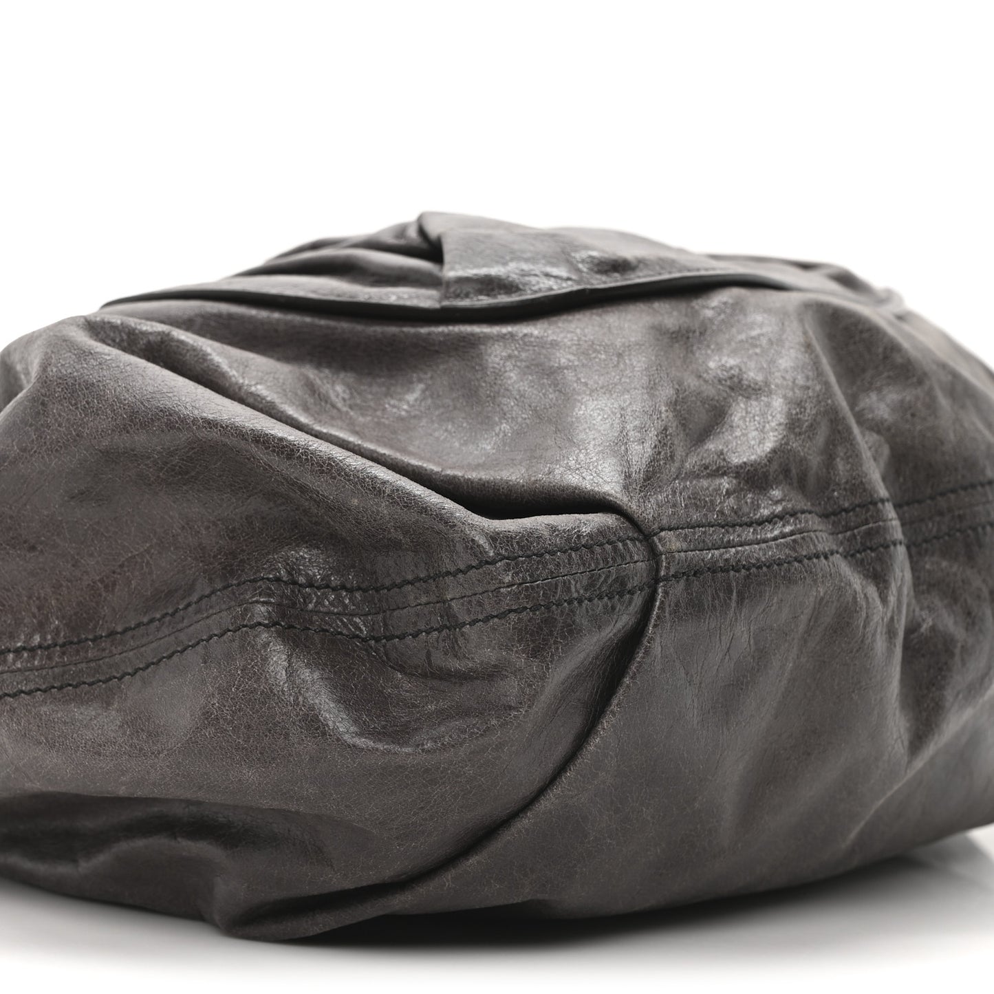 Vitello Pleated Hobo Grey