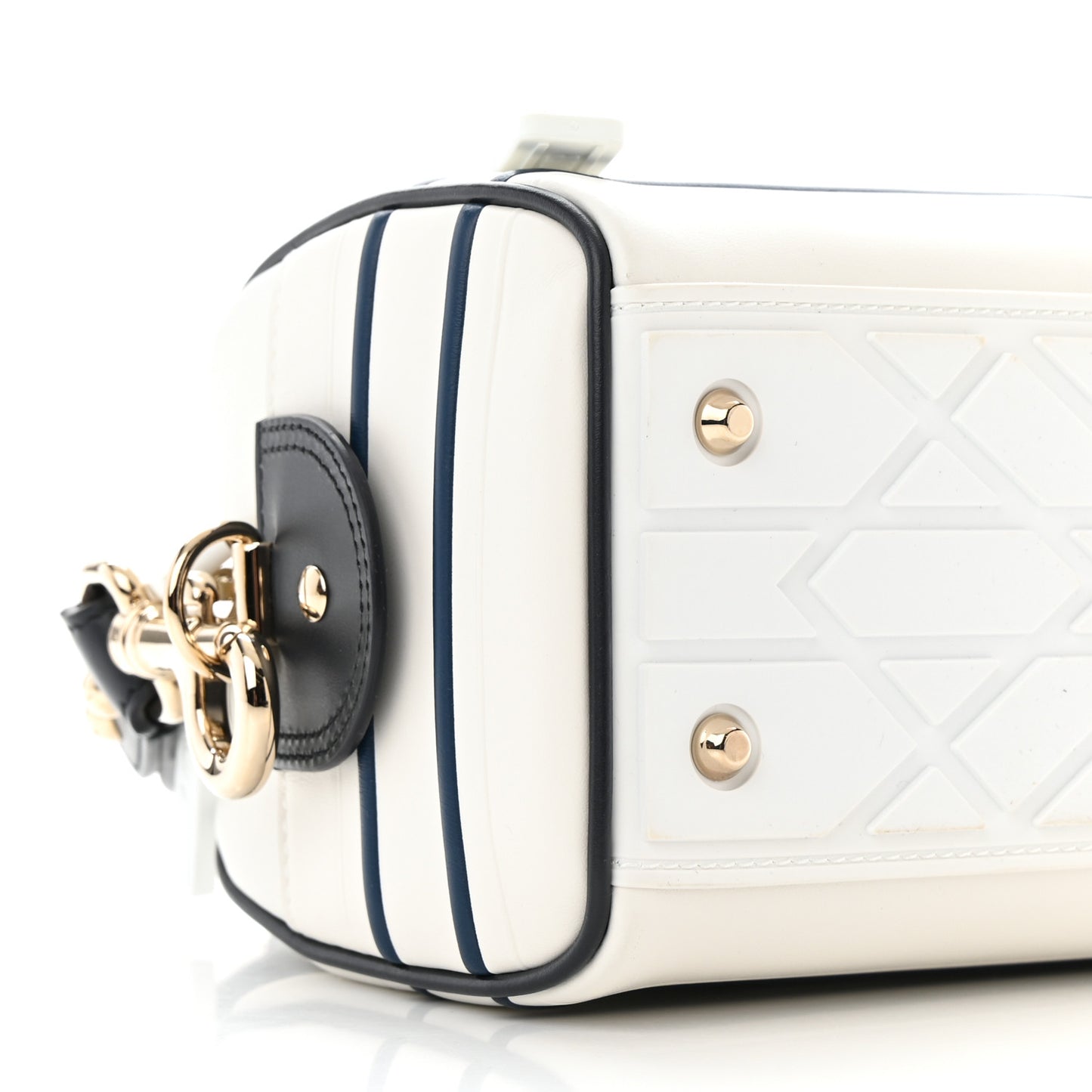 Calfskin Small Dior Vibe Zip Bowling Bag White