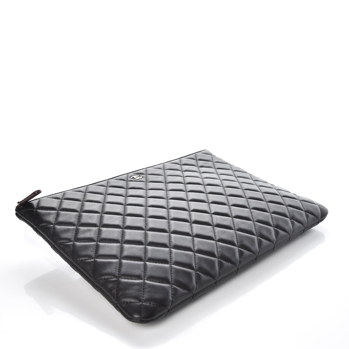 Lambskin Quilted Large Cosmetic Case Black