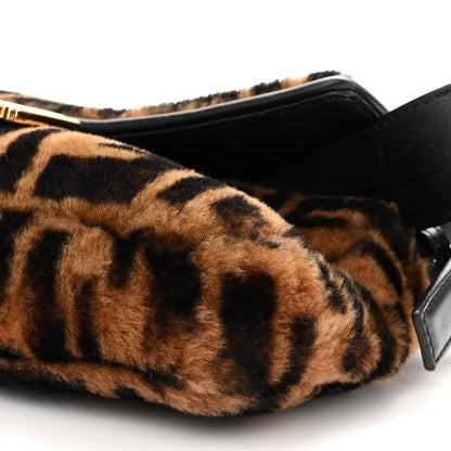 Fendi Shearling Vitello Dolce Macro FF 1974 Baguette Tobacco Black 9 of 10