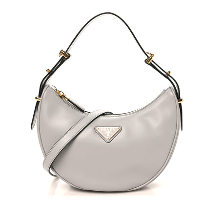 Prada Soft Calfskin Arque Shoulder Bag Granito 1 of 9