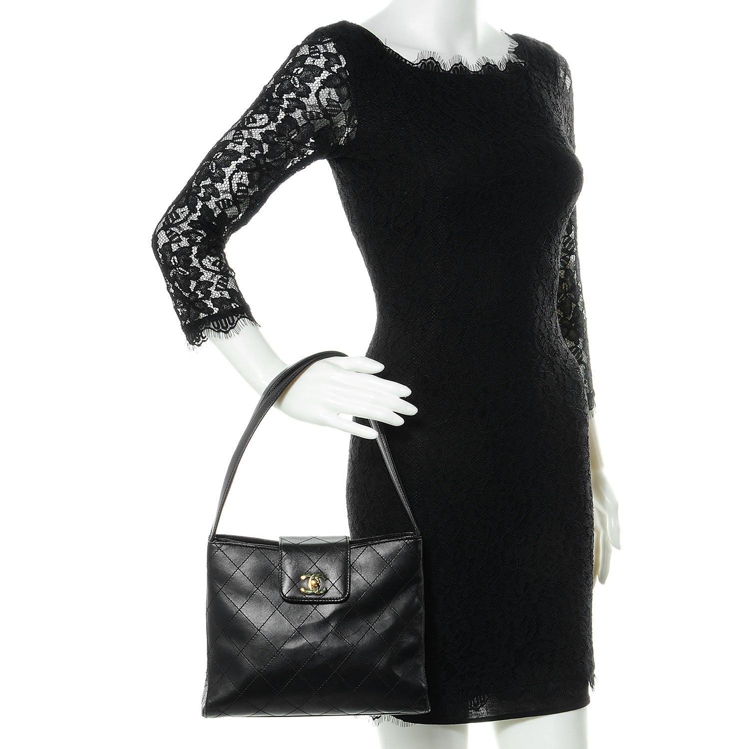 Chanel Lambskin Diamond Stitch Shoulder Bag Black 2 of 11