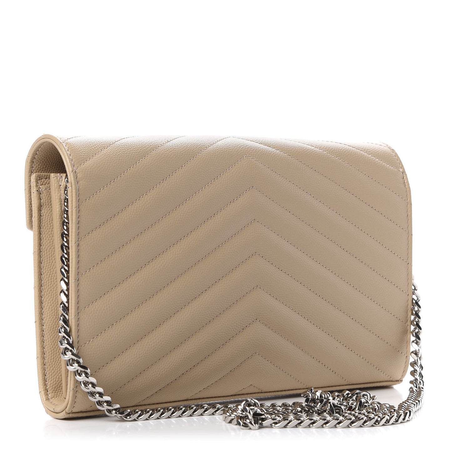 Grain De Poudre Matelasse Chevron Monogram Chain Wallet Nude Powder